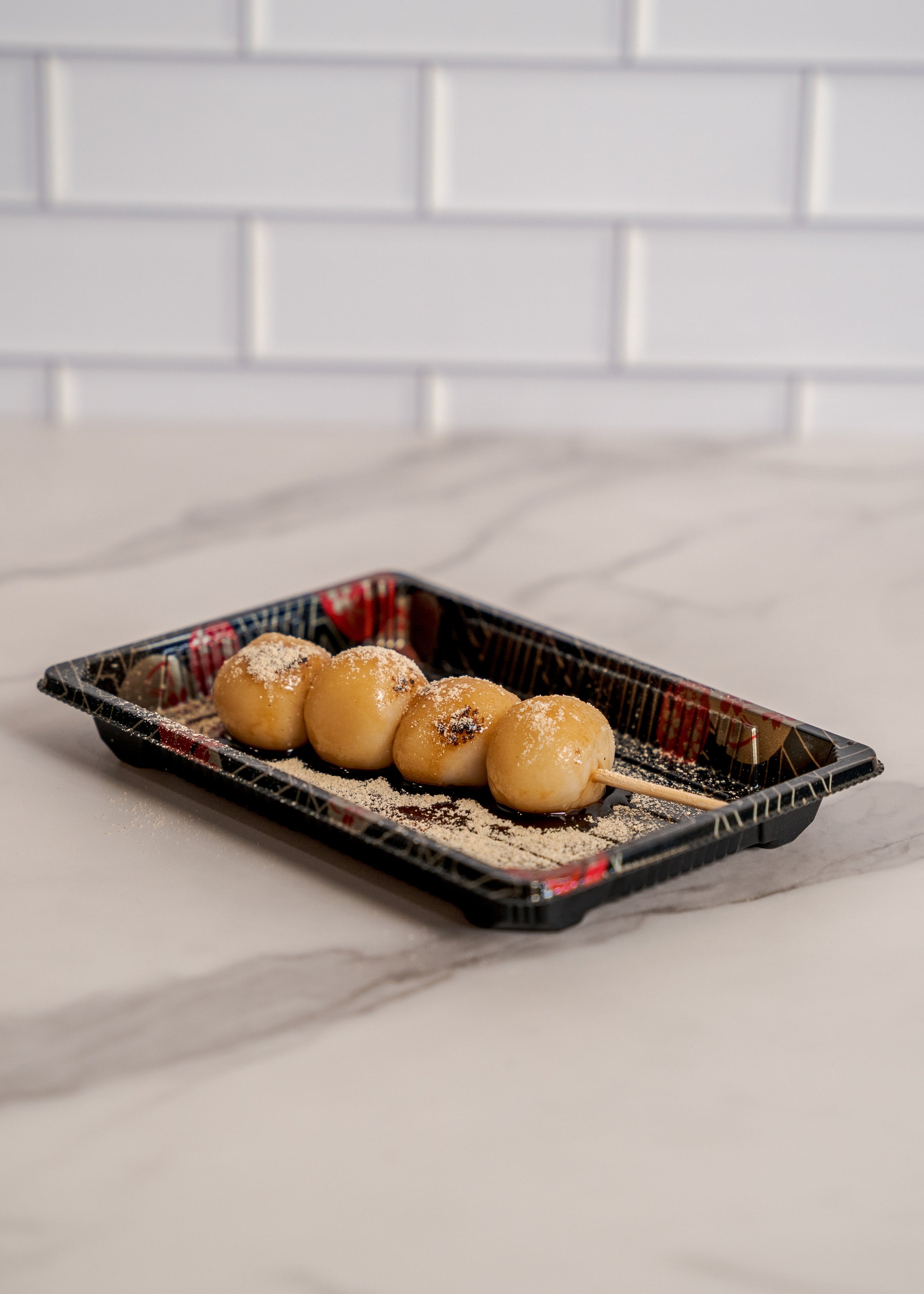 Shiratama Dango Skewer(s) with Brown Sugar Syrup and Kinako Powder