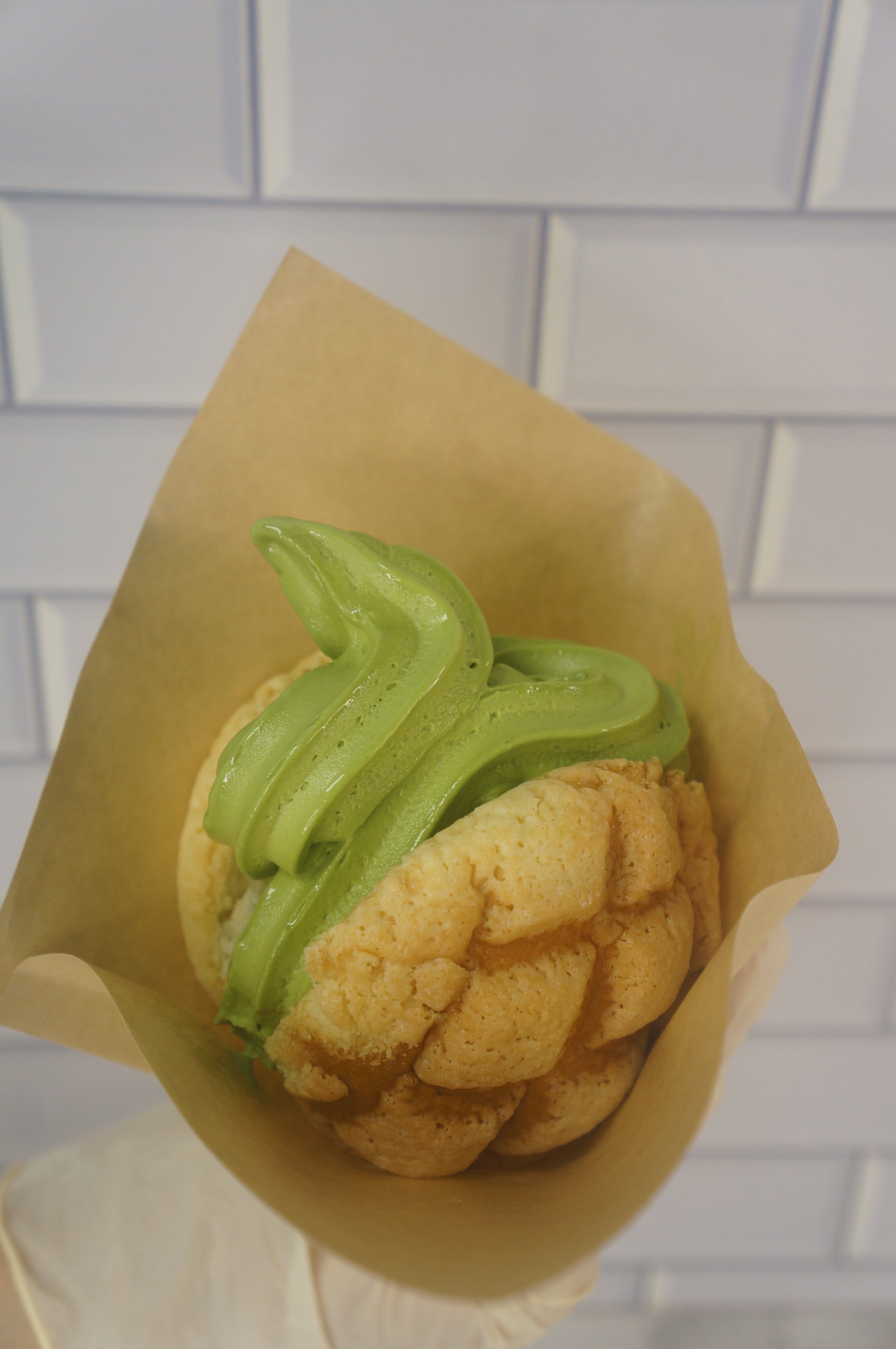 Melon Pan Bread with Soft Serve Ice Cream Matcha Cafe Maiko San Diego