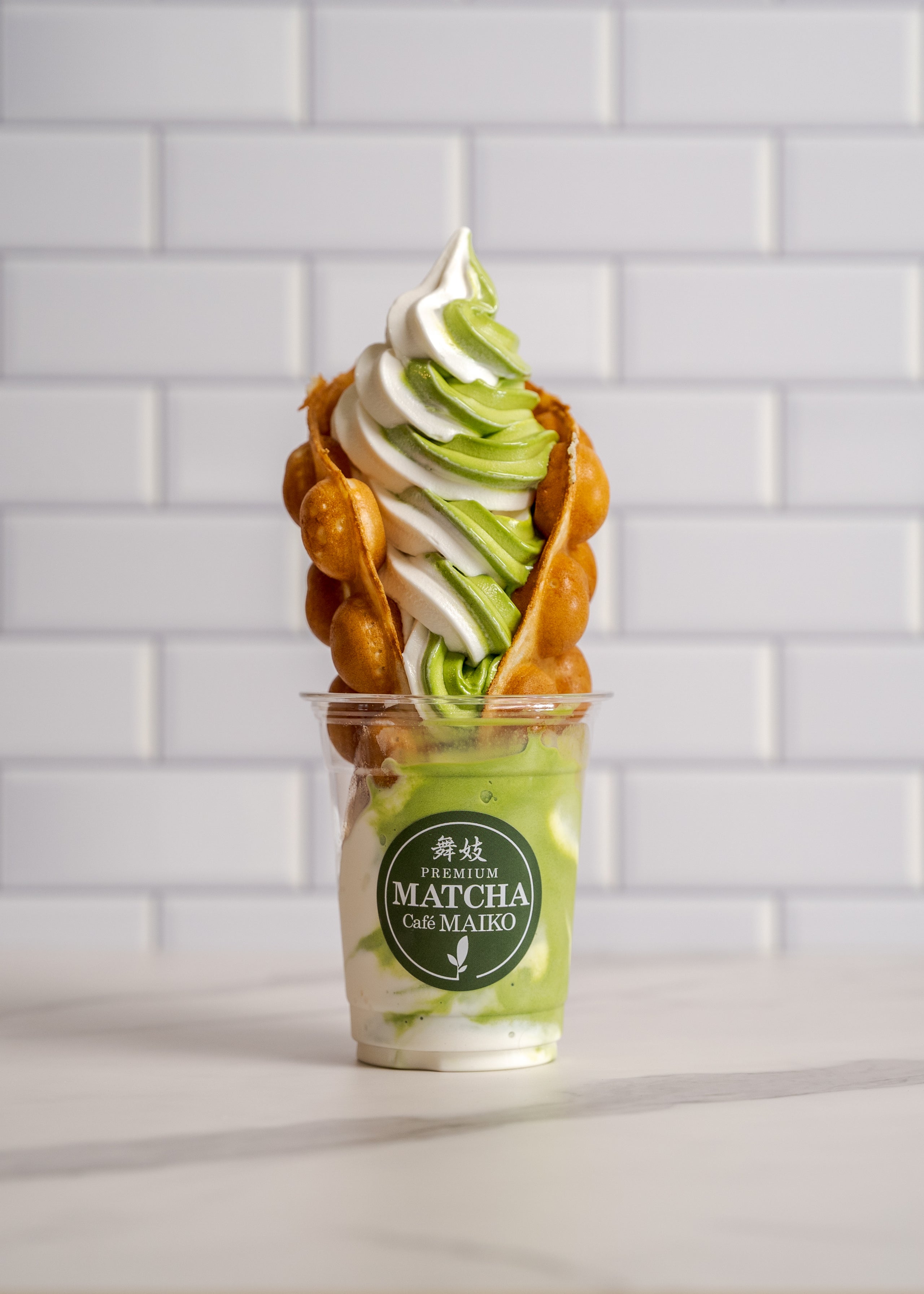 Bubble Egg Waffle + Soft Serve Ice Cream | Matcha Cafe Maiko San Diego
